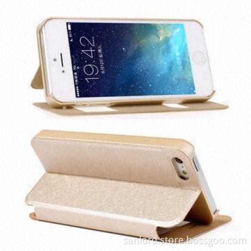 New Arrival Leather Cases for iPhone 5s, Silk Texture, Double Touch Windows